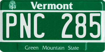 VT license plate PNC285