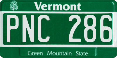 VT license plate PNC286