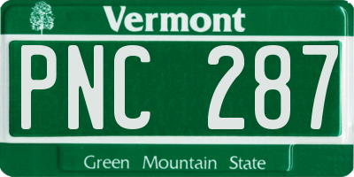 VT license plate PNC287