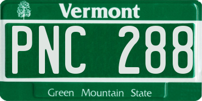VT license plate PNC288