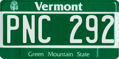 VT license plate PNC292