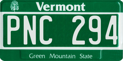 VT license plate PNC294
