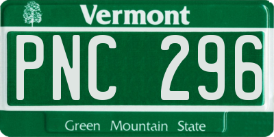 VT license plate PNC296