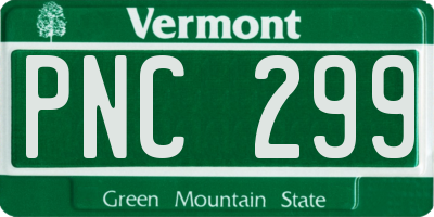 VT license plate PNC299