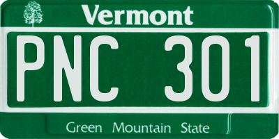 VT license plate PNC301