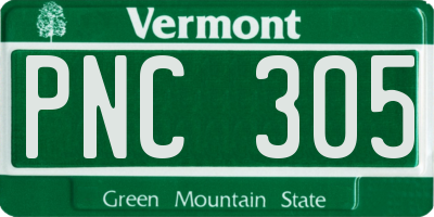 VT license plate PNC305