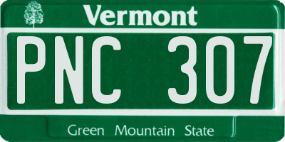 VT license plate PNC307