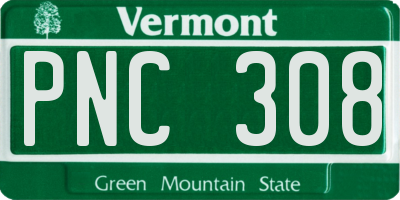 VT license plate PNC308