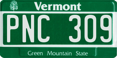 VT license plate PNC309