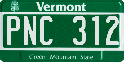 VT license plate PNC312