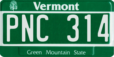 VT license plate PNC314
