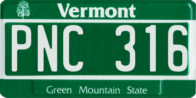 VT license plate PNC316