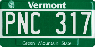 VT license plate PNC317