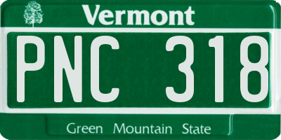 VT license plate PNC318