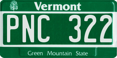 VT license plate PNC322