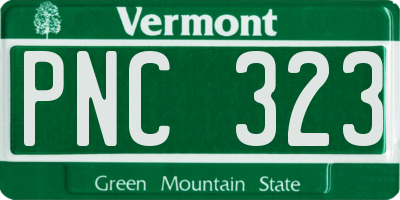 VT license plate PNC323