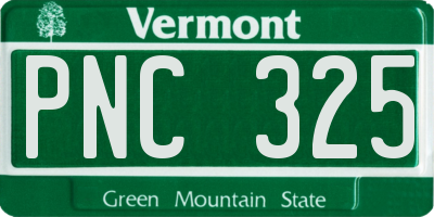 VT license plate PNC325
