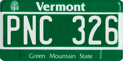 VT license plate PNC326