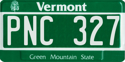 VT license plate PNC327
