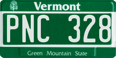 VT license plate PNC328