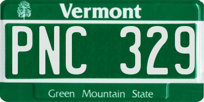 VT license plate PNC329