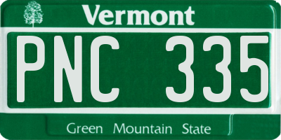 VT license plate PNC335