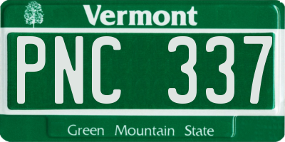 VT license plate PNC337