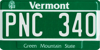 VT license plate PNC340