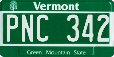 VT license plate PNC342