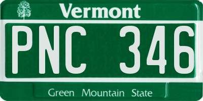 VT license plate PNC346