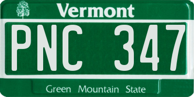 VT license plate PNC347