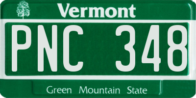 VT license plate PNC348