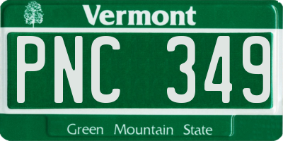 VT license plate PNC349