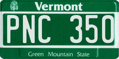 VT license plate PNC350