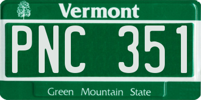 VT license plate PNC351