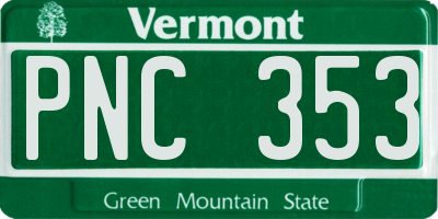VT license plate PNC353