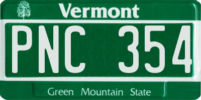 VT license plate PNC354