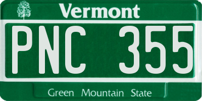 VT license plate PNC355