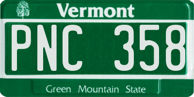 VT license plate PNC358