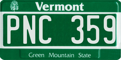 VT license plate PNC359