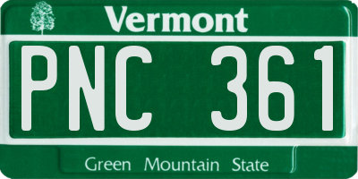 VT license plate PNC361