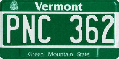 VT license plate PNC362