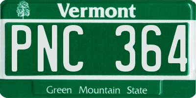 VT license plate PNC364