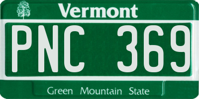 VT license plate PNC369