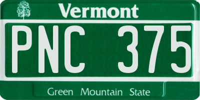 VT license plate PNC375