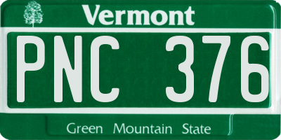 VT license plate PNC376