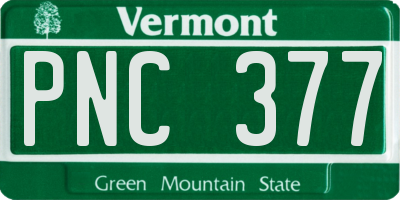 VT license plate PNC377