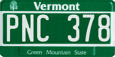VT license plate PNC378