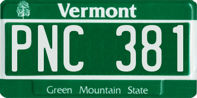 VT license plate PNC381