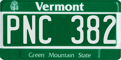 VT license plate PNC382